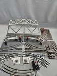 1940S Marx Stream Line Steam Type Gauge Model Electric Train & Bridge. Fixed Price $105.95.