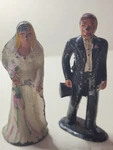 Vintage Barclay Toys Bride And Groom Cast Lead Painted Figures. Fixed Price $19.95.