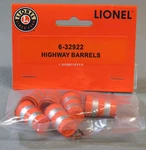 Lionel Highway Barrels (6) Gauge Train Construction Roadway Work 6-32922. Fixed Price $9.94.
