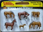 Woodland Scenics - Chestnut Horses (6 Pcs) Scale A1842. Fixed Price $19.76.