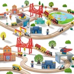 Tiny Land 110PCS Wooden Train Set Toy With Tracks For Kids Ages 3-7, .... Fixed Price $93.31.