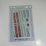 Microscale Decal 48-287 Wisconsin & Southern GP-9 Locomotive 1985+. Fixed Price $9.99.