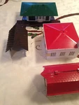 Lot Of 4 Plasticville Church, Fire Station, Barn,train Station-used-parts Missin. Fixed Price $30.00.