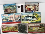 Scale - Plasticville Set Of 6 Original Kits With 4 Trees, Fire Place/bridge. Fixed Price $86.95.