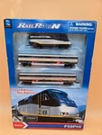 2003 New Ray Toys Railroadn California Amtrack F59PHI Scale Set. Fixed Price $130.00.