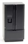 Dollhouse Miniature Black Refrigerator With Freezer On Bottom. Fixed Price $37.00.