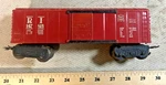 Marx 147815 Rock Island Red Boxcar White Lett Wheel Himetal Trucks Gauge. Fixed Price $9.00.