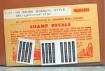 Champ Ho Stencil Style Bugboard Numbers Decal Set # X-99. Fixed Price $8.10.