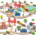 Tiny Land 110PCS Wooden Train Set Toy With Tracks For Kids Ages 3-7, Com. Fixed Price $69.99.