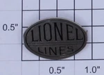 Lionel 212-8 Nickel Oval Lines With Black Lettering Nameplate (1). Fixed Price $5.00.