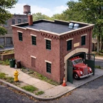 Small Town Firehouse 1:48TH Scale Wood Kit. Fixed Price $69.00.