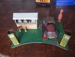 Vintage Marx Toys Roadside Rest Service Station And Speedway Coupe. Fixed Price $285.00.