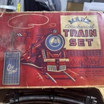 Antique 1950'S Marx Mechanical Train Set: 3 Cars, 21 Pcs Track (2 Boxes). Fixed Price $20.00.
