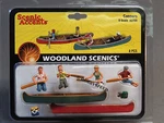 Woodland Scenics Canoers Gauge Train Figures Boats Paddles River Camp WDS2755. Fixed Price $23.84.