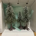 Dept 56 Village Snow-covered Pine Trees Set Of 3 #5175-6 Original Box. Fixed Price $18.02.