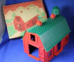 Plasticville O-O27 #BN-1 Barn Kelly Green Roof Complete & Original. Fixed Price $42.00.