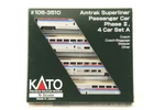 Kato Scale #106-3510 Amtrak Superliner Passenger Car Phase , 4 Set Exc. Fixed Price $199.99.