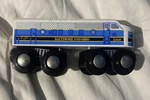 Lionel Baltimore And Ohio 2368 Wooden Diesel Locomotive Engine, Blue/gray/black. Fixed Price $60.00.