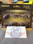 Bachmann Industries Scale Figures: Cows Brown & White - 6 Pk. #33152. Fixed Price $17.00.