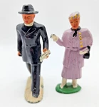 Vtg 1940S Barclay Manoil Cast Metal Dime Store Figures Preacher & Church Lady. Fixed Price $18.00.