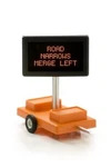 Miniatronics Ho Mobile Hwy Construction Sign W/3V Dc Transformer Merge Left, Nib. Fixed Price $37.99.