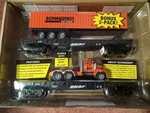 Menards Gold Line 2 Piece Bnsf Flatcars With Schneider Tractor & Trailer Gauge. Fixed Price $69.00.