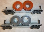 Lionel 2 6561 Flat Cars With Orange And Gray Reels Wire. Fixed Price $54.99.
