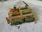Marx Prewar Boxed Army 1526 Set Piece 897 Engine Red Body Tank With Faces. Fixed Price $2500.00.