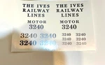 Ives Std Gauge 3240 Loco Motor (not Included) Black Water Decals Look!. Fixed Price $11.00.