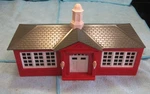 Vtg Plasticville SC-4 School House Kit Red W/ White Trim Gray Roof Original Box. Fixed Price $12.50.