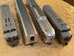 Scale 2 Rail California Zepher All-nation Engines (4) & Passenger Cars (9). Fixed Price $1350.00.