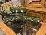 Two-tone State Green Lionel Prewar 2613 2614 2615 Gauge Car Set!. Fixed Price $375.00.