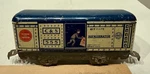 Marx 555 C & Reefer - Solid Doors Silver Frame 4 Whl Twisted Tab Slot. Fixed Price $95.00.