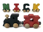 Maple Landmark Name Trains 6PC Set: Engine & Caboose Multicolor Letters: "nick". Fixed Price $28.99.