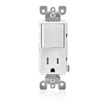 New Leviton 5625-W Single-pole Combo Switch + Receptacle Outlet 15A White Decora. Fixed Price $12.95.