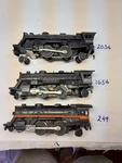 Vintage Postwar Lot Lionel 1654, 2034, 249 Steam Locomotives. Fixed Price $125.00.