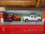 Newray Kubota R630 Wheel Loader With Chevrolet Silverado Truck And Trailer 10". Fixed Price $15.25.