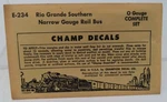 Champ Decals E-234 Rio Grande Southern Narrow Gauge Rail Bus Set. Fixed Price $7.64.