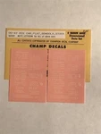 Champ Decals Gauge OD-42: Boxcar, Flat, Gondola Stock White Lettering. Fixed Price $12.00.