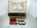 Marx Post War Vintage Tin Freight Set Gauge With Box Rare Tank Car. Fixed Price $104.95.