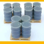 55 Gallon Drums W Pallets Gray Qty 12 Resin Scale 1/48 ON30. Fixed Price $9.95.