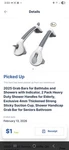 Asluco White Gray Non-slip Suction Cup Grab Bar Indicator Design 2 Pack. Fixed Price $24.99.