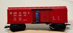 Marx 249319 Marlines Red Deluxe Plastic Operating Boxcar W/ Blue Man - 8 Wheel. Fixed Price $30.00.