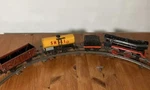 Vtg Distler Clockwork Tin Litho Train Set W/ Tender, Tracks & Carts West Germany. Fixed Price $154.00.