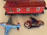 Vintage Tin Lithograph Toys- As Is- Includes Lionel Gauge 1682 Red Caboose. Fixed Price $34.00.